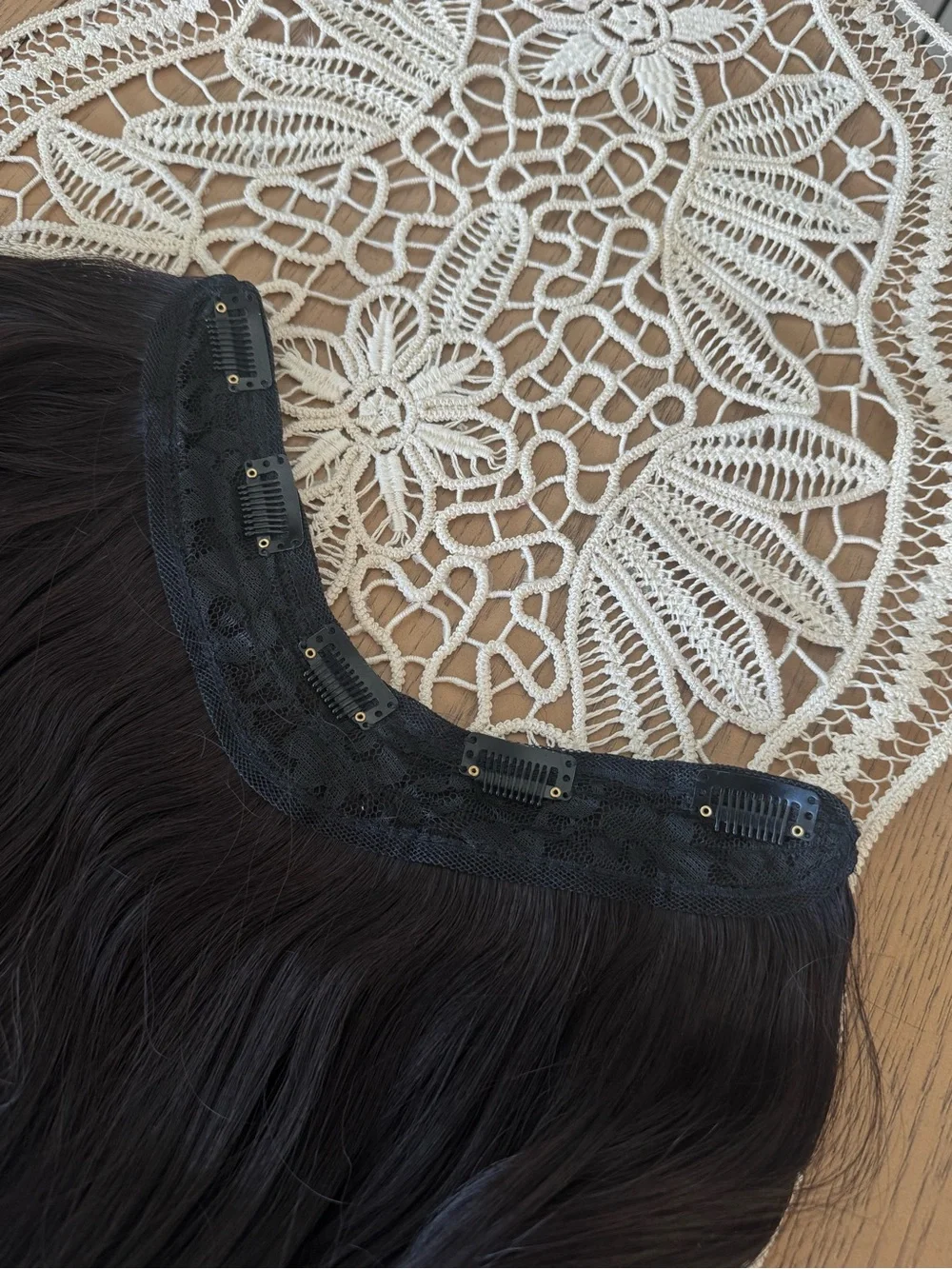 22 “ Dark Brown V Shape Clip-In Hair Extension | Long Wavy Volumizer